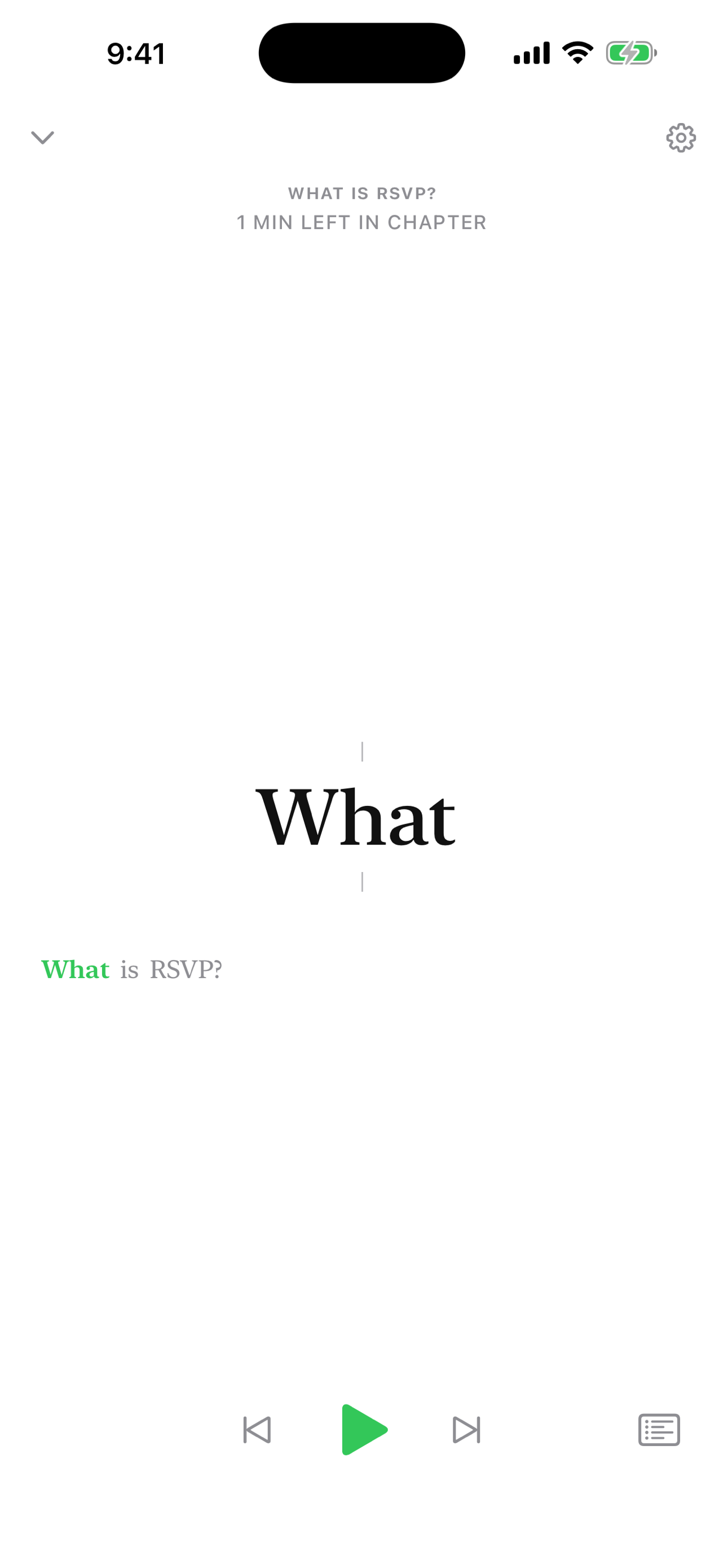 Fovea showing one word at a time in the speed reader